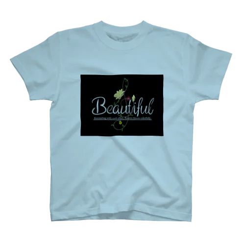 BEAUTIFUL FLOWER (黒) Regular Fit T-Shirt