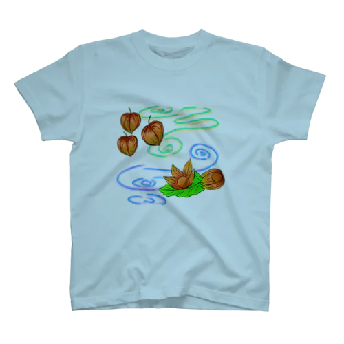 ホオズキ 水紋背景（和柄） スタンダードTシャツ