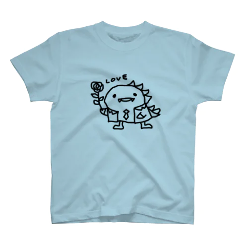 ゆるい恐竜 バラの花 Regular Fit T-Shirt