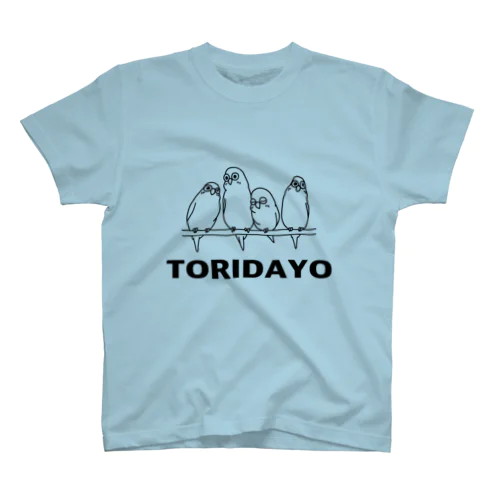 TORIDAYOロゴ入り４羽セキセイインコ スタンダードTシャツ