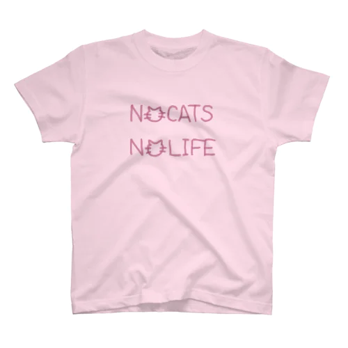 NO CATS NO LIFE(PINK) Regular Fit T-Shirt