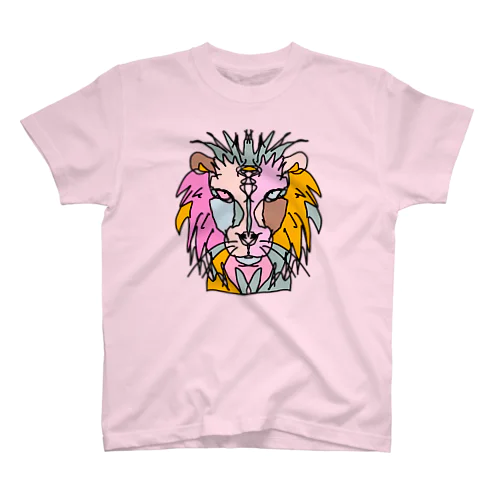 Pink☆lion　(ピンクのライオン)　ピンクバージョン　Full of vitality　(フル　オブ　バイタリティ) スタンダードTシャツ