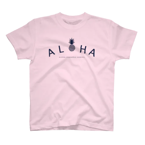 ALOHA(heart)036Navy Regular Fit T-Shirt