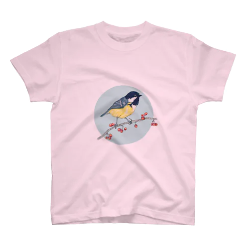 ベリーと鳥 (Great Tit) スタンダードTシャツ