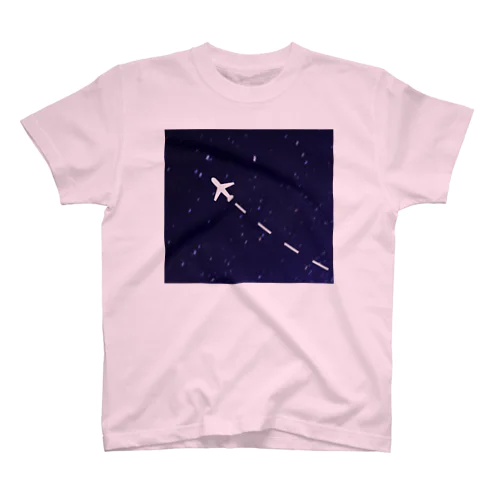 jet stream GALAXY 夜の飛行機星空 Regular Fit T-Shirt