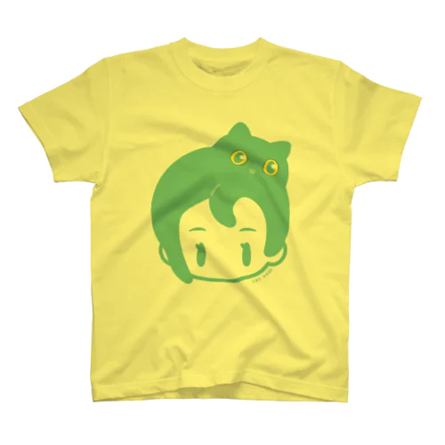 ねこあたま｜グリーン スタンダードTシャツ