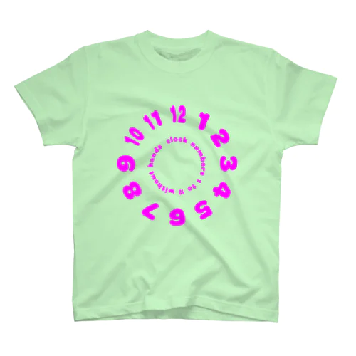 clock numbers 1 to 12 without hands【Tshirt】【Design Color : Pink】【Design Print : Front】 スタンダードTシャツ