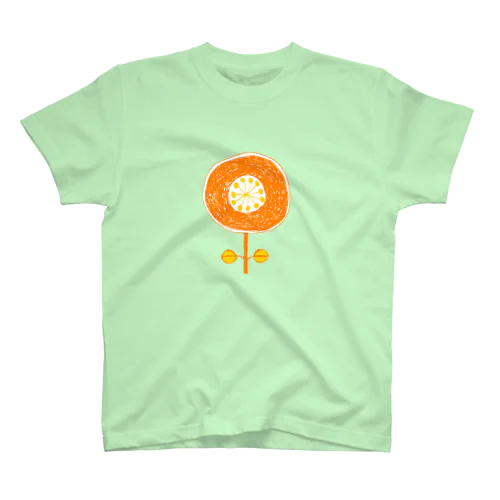 レトロポップ花柄デザイン「オレンジフラワー」（Tシャツ・パーカー・グッズ・ETC） スタンダードTシャツ