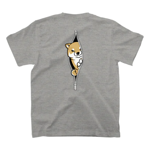 ジッパーから挨拶するシャイな柴犬（赤柴） スタンダードTシャツ