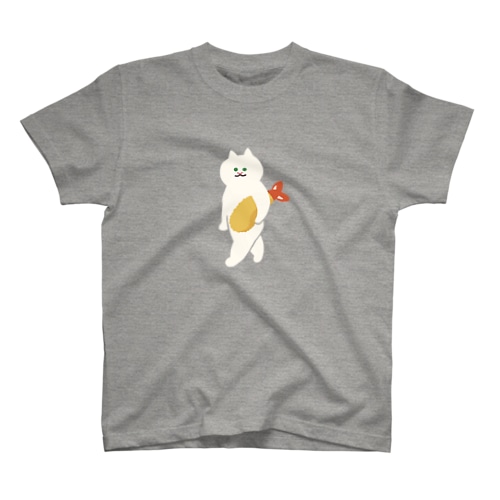 【中】エビフライをさわやかに運ぶねこ Regular Fit T-Shirt