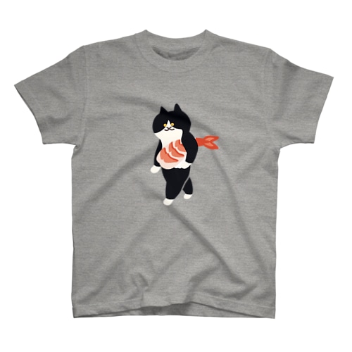 【大】海老の握り寿司を機嫌よく運ぶねこ Regular Fit T-Shirt