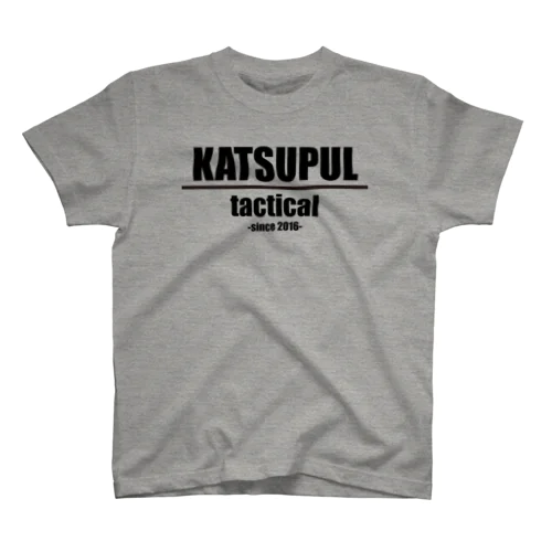 KATSUPUL tactical ﾍﾞｰｼｯｸﾗｲﾝT-shirt 黒プリント スタンダードTシャツ