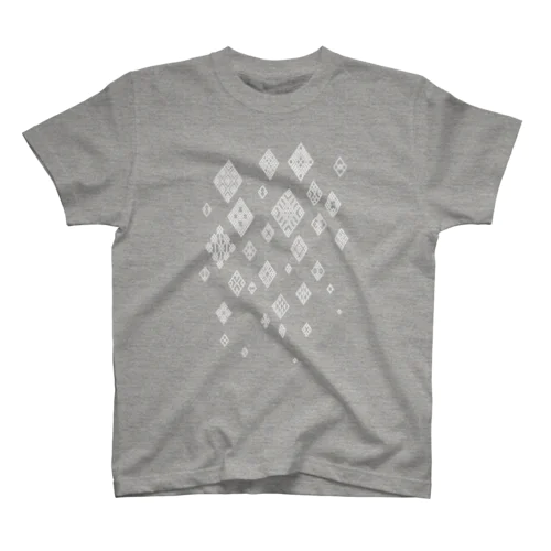 津軽こぎん刺し模様『snow modoco』グレー Regular Fit T-Shirt