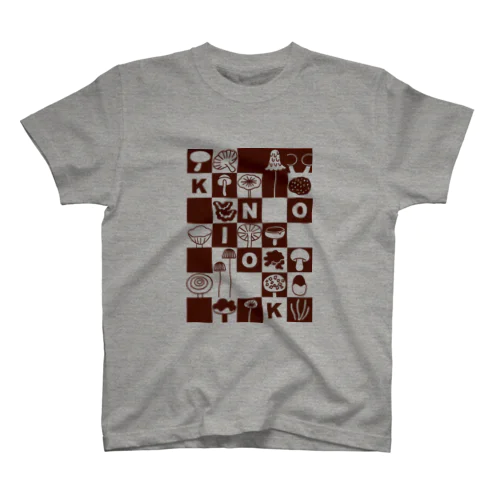 KINOKO-GRID　BROWN Regular Fit T-Shirt