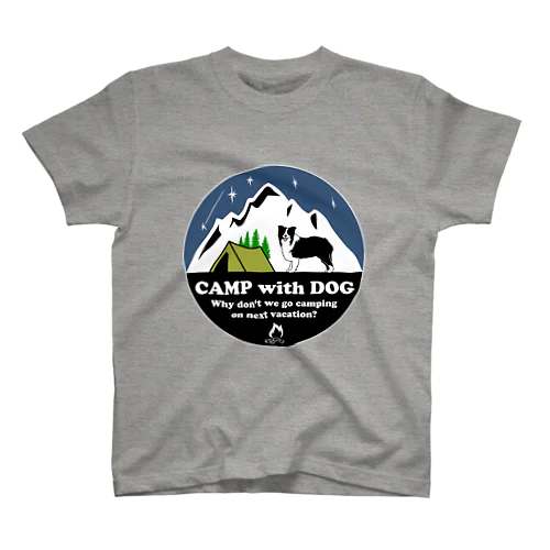 Camp  with Dog (Border collie) スタンダードTシャツ