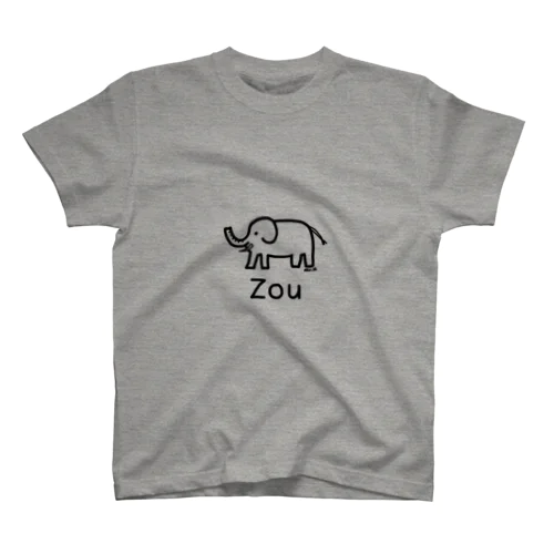 Zou (ゾウ) 黒デザイン Regular Fit T-Shirt