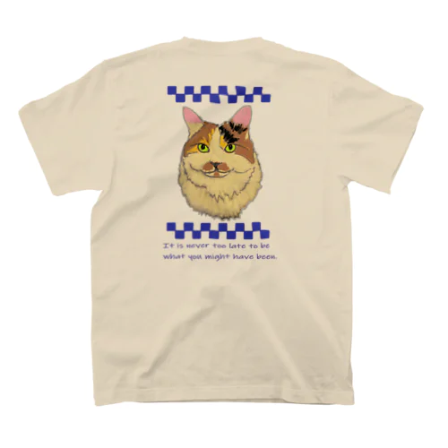 頑張れ！もふ猫みぃ(メッセージロゴ入りA)(青) スタンダードTシャツ