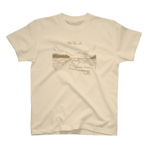 くま親子のカヌー(モカブラウン) Regular Fit T-Shirt