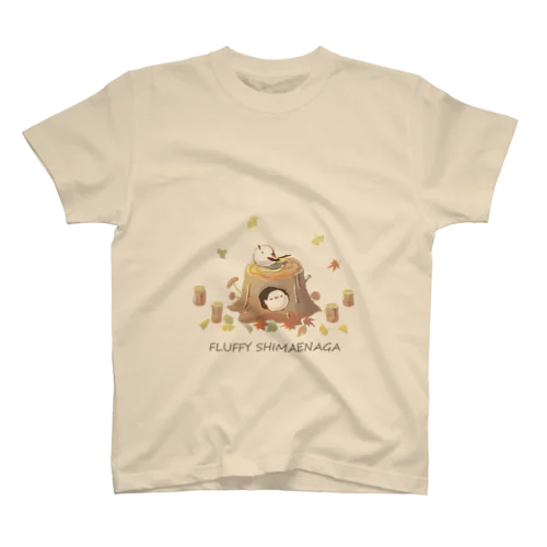 もふもふシマエナガ  切り株 -Tシャツ- スタンダードTシャツ