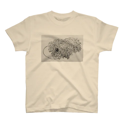 かしこいプーリー犬が転がる。 puli illustration  Regular Fit T-Shirt