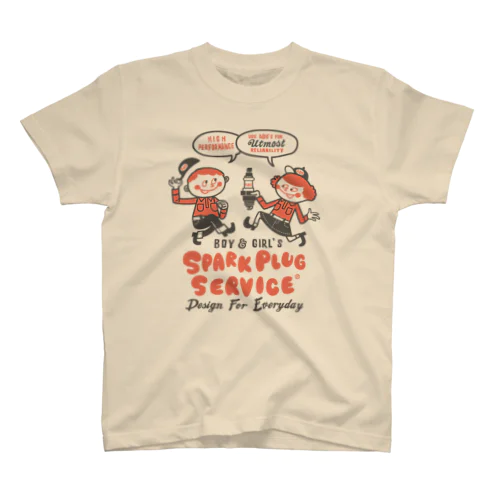 スパークプラグとBoy & Girl★アメリカンレトロ【片面B柄】 スタンダードTシャツ