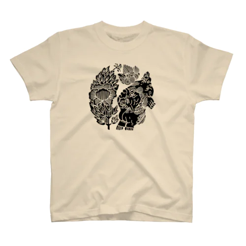 【家紋】唐獅子牡丹（ブラック） Regular Fit T-Shirt