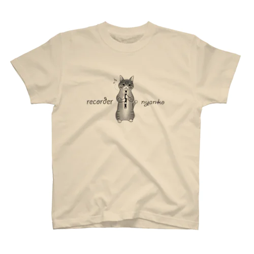 リコーダーを吹く猫　recorder　nyanko Regular Fit T-Shirt