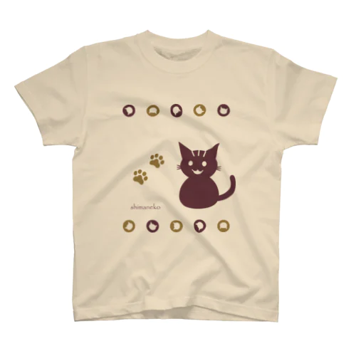 レトロ調〈しまねこ〉 Regular Fit T-Shirt