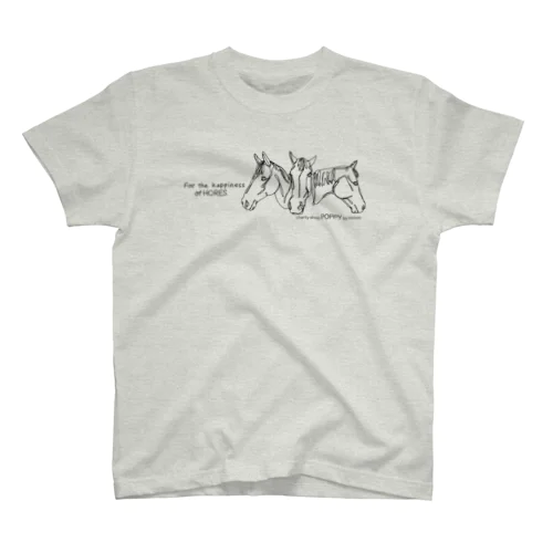 黒字　For the happiness of HORSES. スタンダードTシャツ