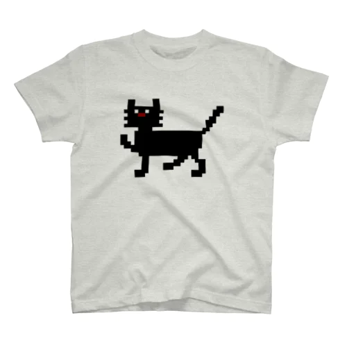 Cat walk🐾クロネコ(ドット絵) スタンダードTシャツ