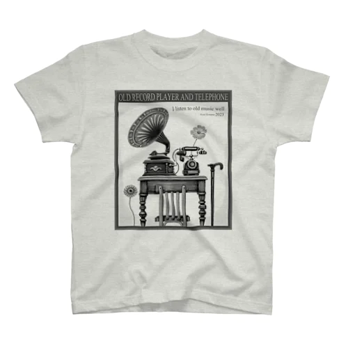 オールドな蓄音機と電話機-m スタンダードTシャツ