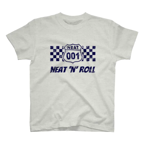 NEAT001ロゴ＋チェッカーフラッグ （淡色生地用） Regular Fit T-Shirt