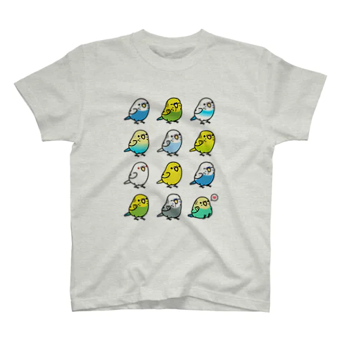 Chubby Bird セキセイインコ大集合 スタンダードTシャツ