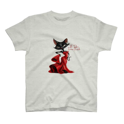 赤いドレスの黒猫　－　black cat in red dress　－ Regular Fit T-Shirt