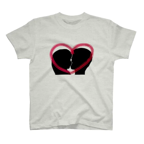 Silhouette of kiss with heart♥① Regular Fit T-Shirt