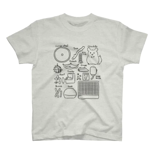 チンチラの飼い方Tシャツ(モノクロ) Regular Fit T-Shirt