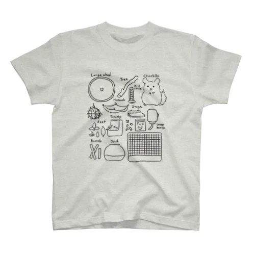 チンチラの飼い方Tシャツ(モノクロ) スタンダードTシャツ