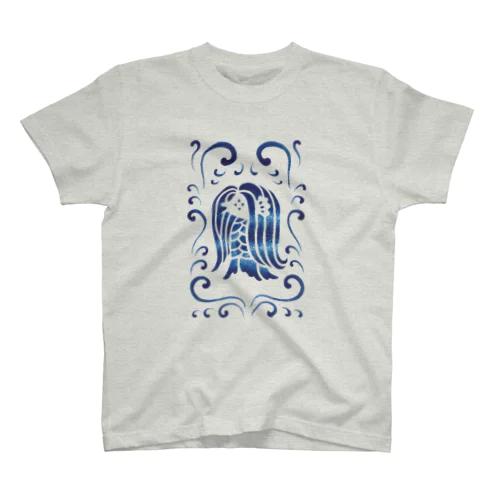 アマビエ様と波・青 Regular Fit T-Shirt