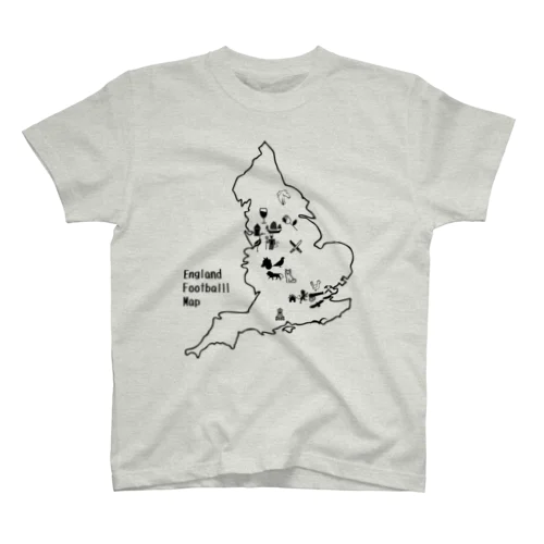 イングランドサッカー地図 スタンダードTシャツ