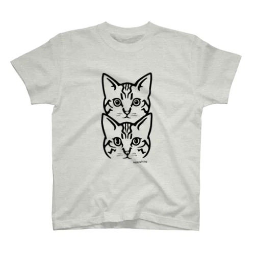 保護猫 MERU&TETO【黒プリント】 Regular Fit T-Shirt