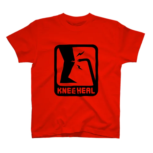 黒「KNEE HEAL」濃色Tシャツ Regular Fit T-Shirt