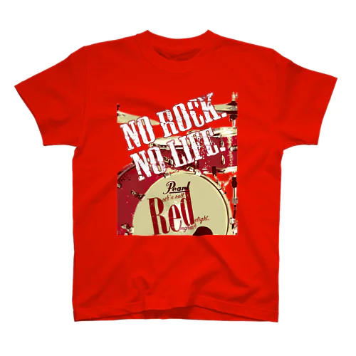 No Rock. No Life. Red（Drum） Regular Fit T-Shirt