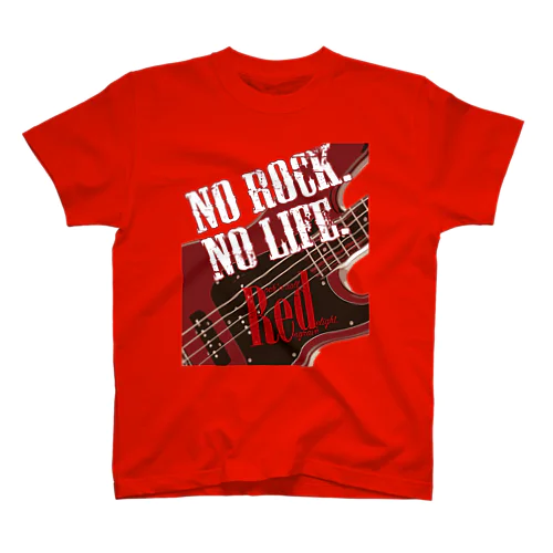 No Rock. No Life. Red（Bass） Regular Fit T-Shirt