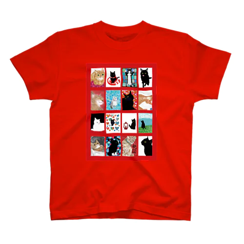 赤い猫の窓 Regular Fit T-Shirt