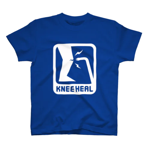 白「KNEE HEAL」濃色Tシャツ 티셔츠