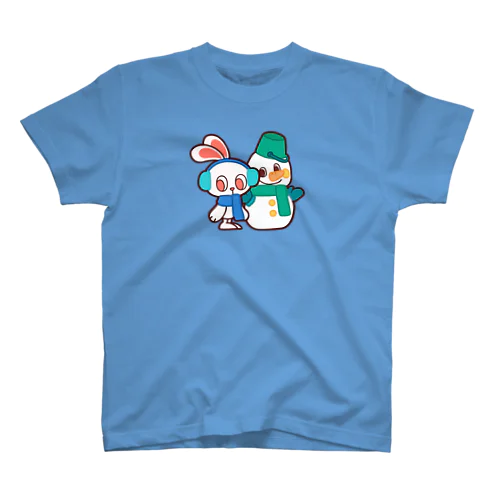 ぽっぷらうさぎ(冬と雪だるま) Regular Fit T-Shirt