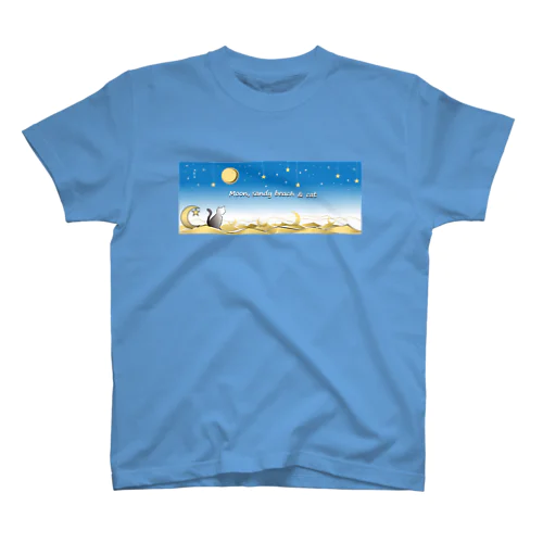 Moon, sandy beach and cat Regular Fit T-Shirt