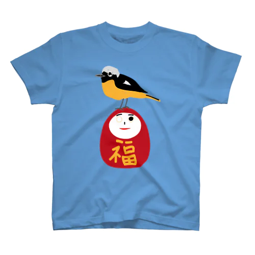 野鳥ジョウビタキ♂とダルマ Regular Fit T-Shirt