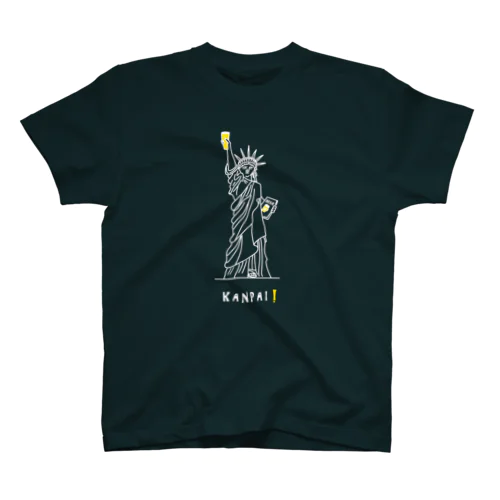 彫刻 × BEER（自由の女神）白線画 スタンダードTシャツ