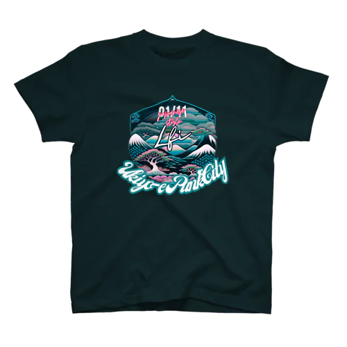 【lofiアート】ネオ浮世絵と盆栽: 北斎イズムのサイバーパンクが織りなす日本の景色の旅 Regular Fit T-Shirt